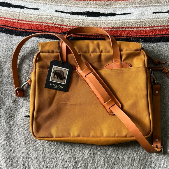 Filson Original Leather-Trimmed Rugged Twill Briefcase | Limited Edition - Picture 6 of 10